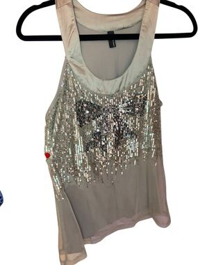 Vero Moda Silver Sequin Draped Tank Top with “Bow”